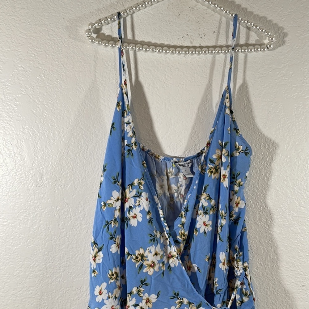 Arizona Jean Co Women’s Romper Sweetheart Neck Sleeveless Blue Floral Flowy XL - Picture 2 of 6